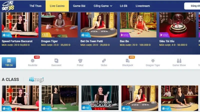 Cách truy cập vào sảnh game Casino Sky88