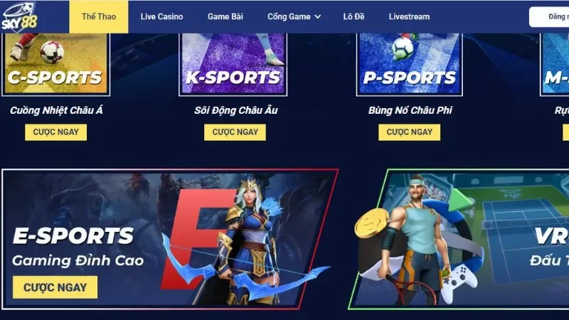 Thể thao Sky88 đã nhanh chóng cung cấp các tựa game Esports nổi tiếng